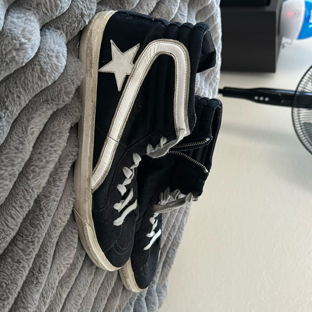 Golden goose Men's Slide in navy blue denim with star and white flash